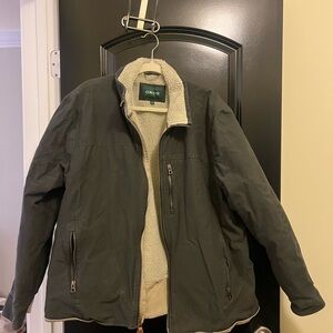Orvis Men's Dark Green/Brown Jacket with Fleece Lining - Never Worn